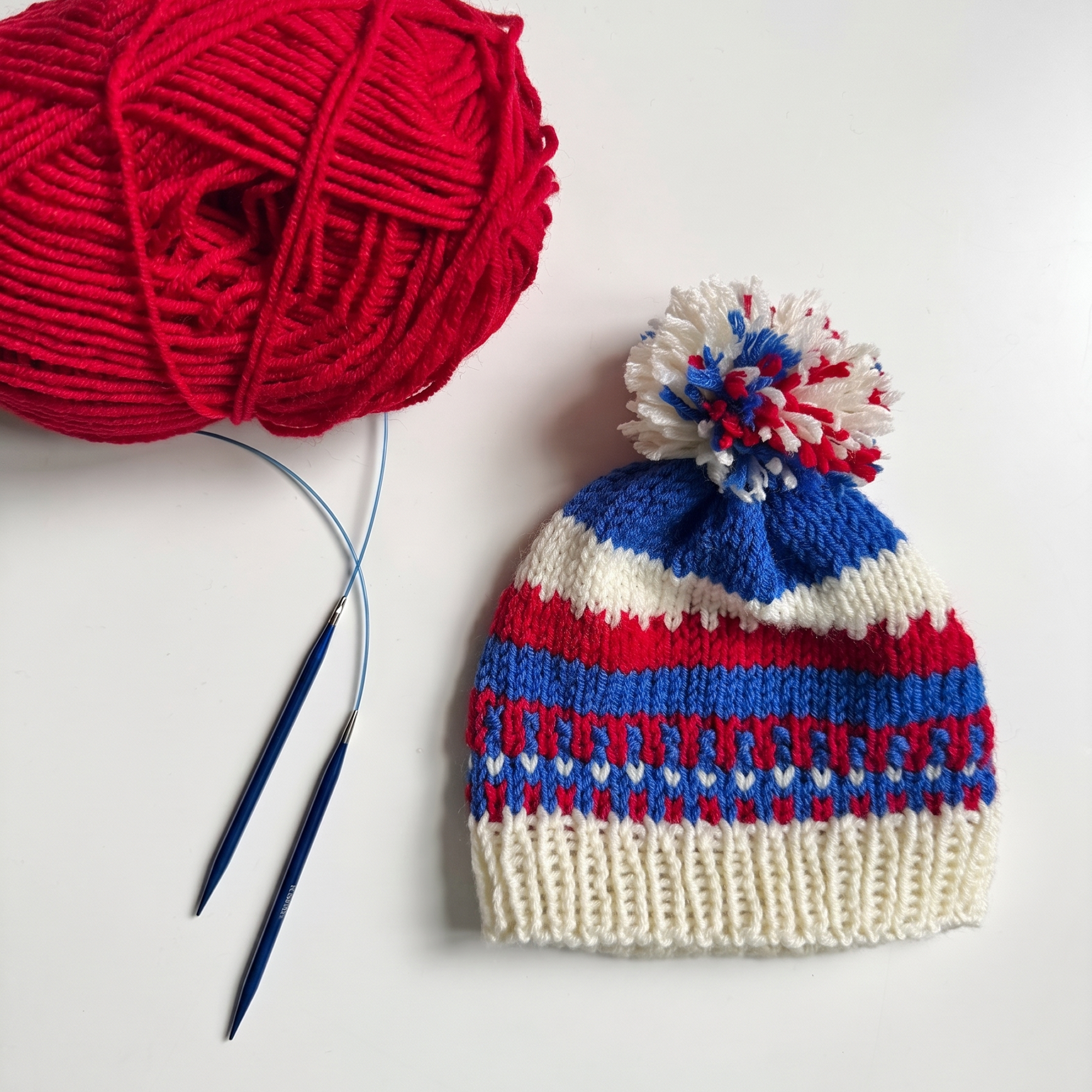 Firecracker Pom Hat Knitting Pattern