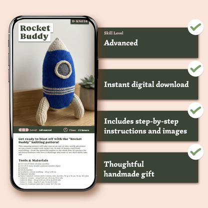Rocket Buddy Knitted Toy Pattern