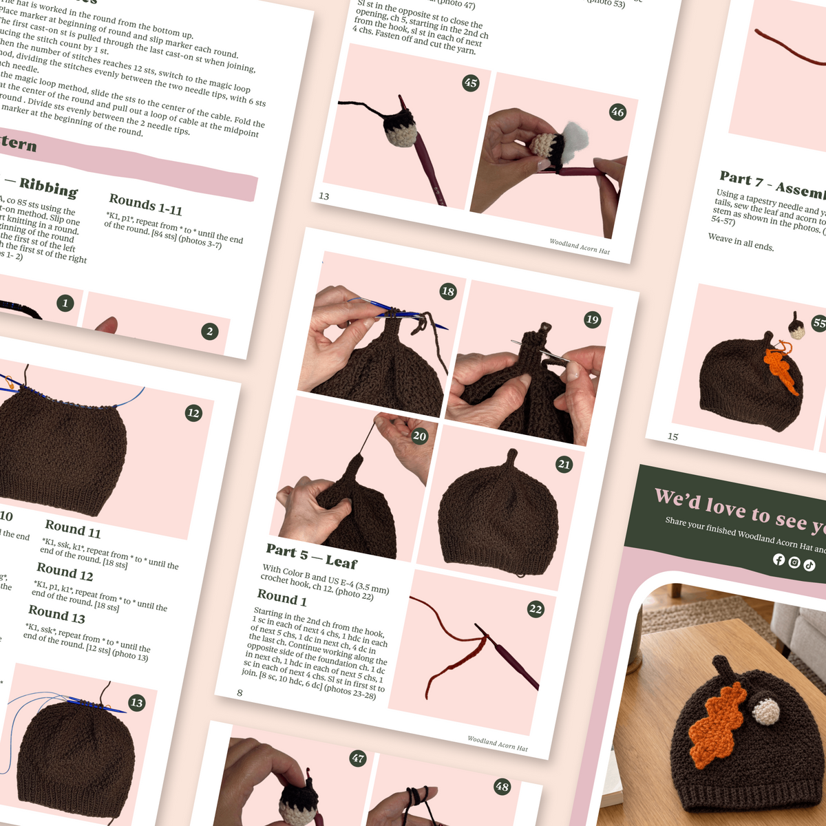 Woodland Acorn Hat Knitting & Crochet Pattern