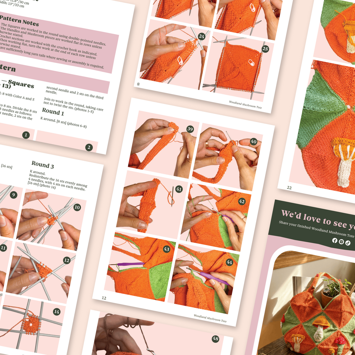Woodland Mushroom Tote Knitting & Crochet Pattern