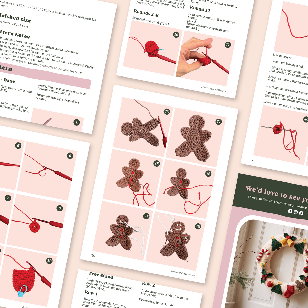 Festive Holiday Wreath | Digital Crochet Pattern