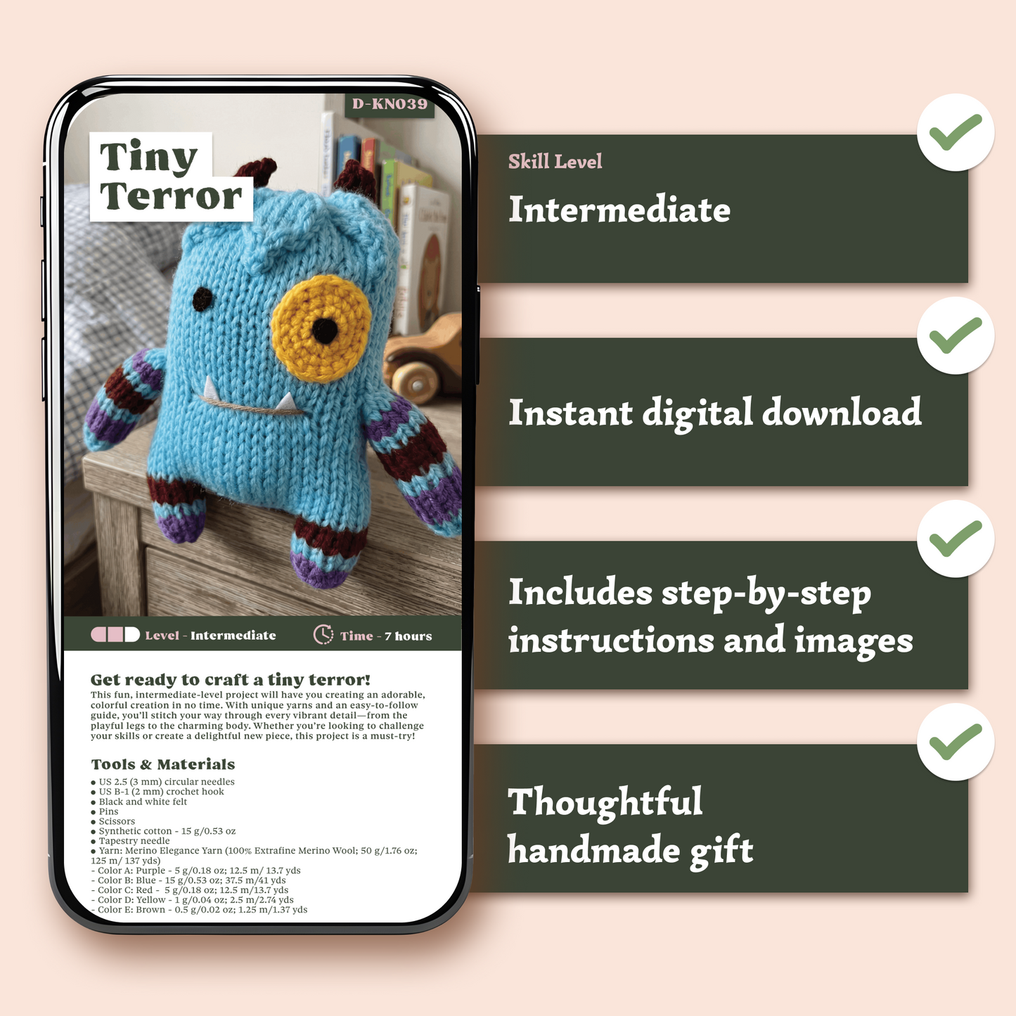 Tiny Terror Knitted Monster Pattern