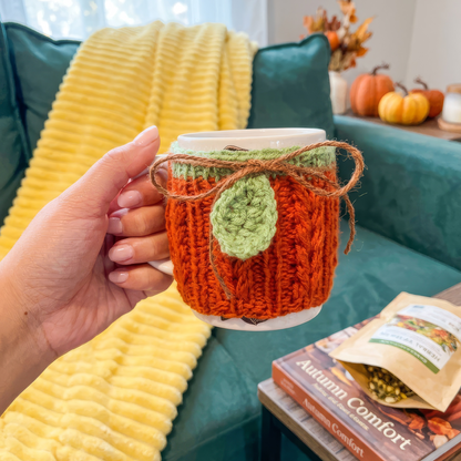Pumpkin Spice Mug Cozy Knitting Pattern