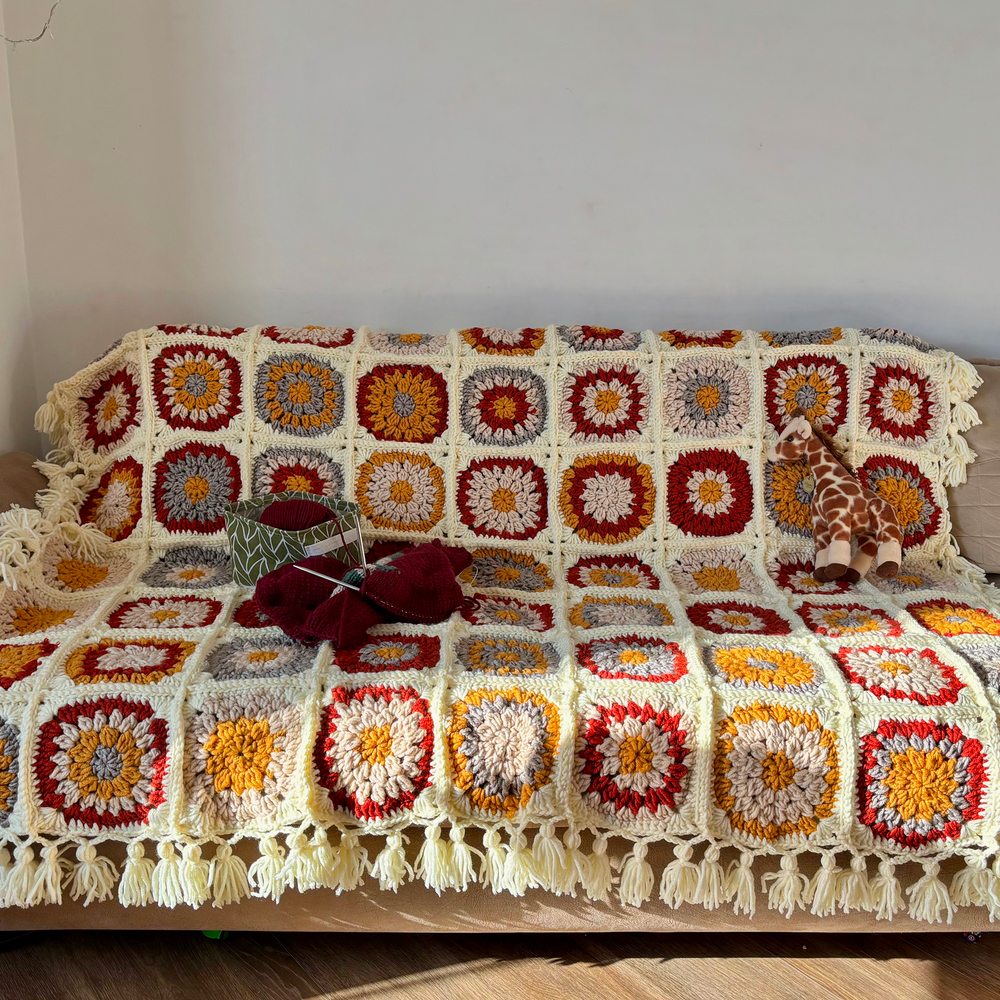 Autumn Granny Square Blanket Crochet Pattern