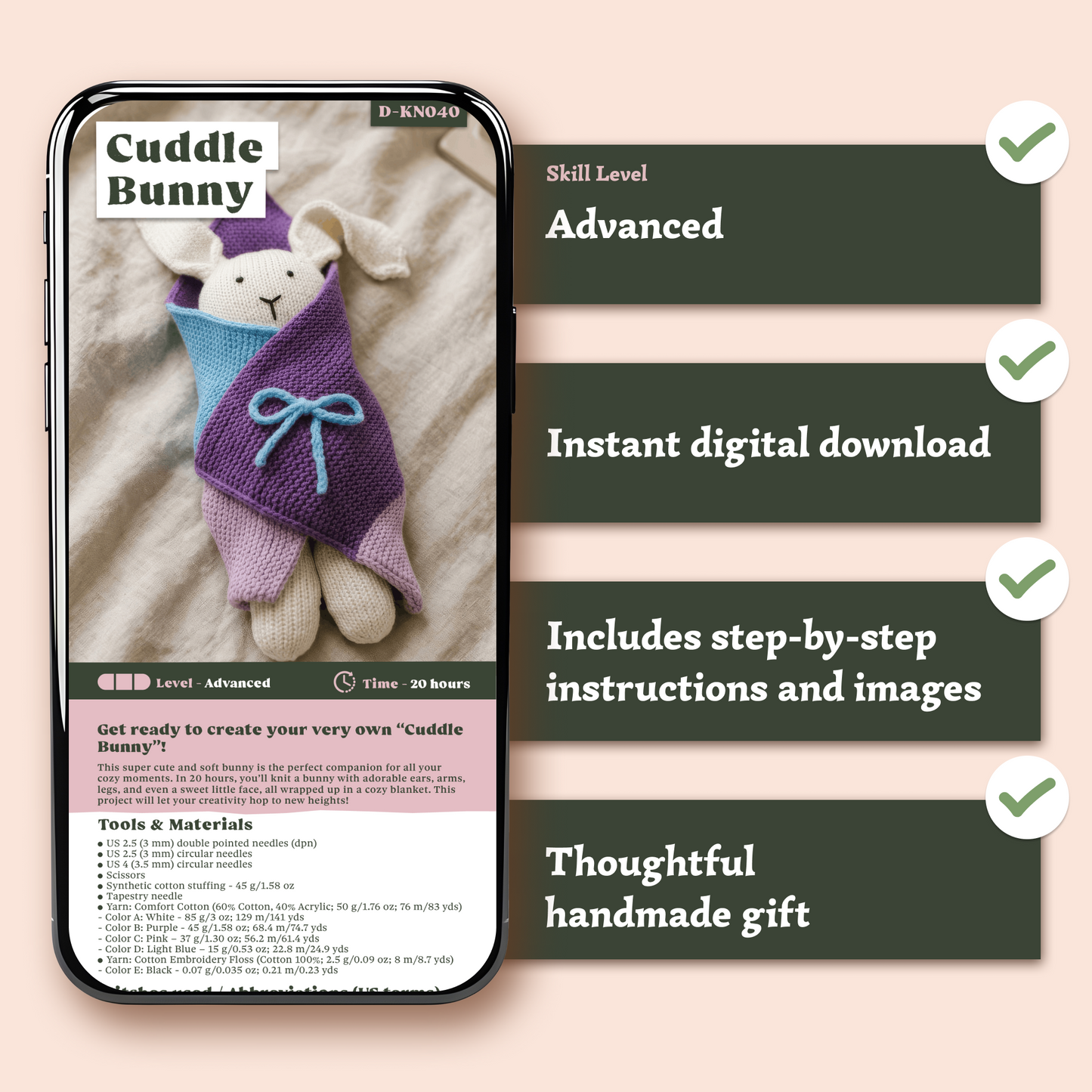 Cuddle Bunny Knitted Toy Pattern