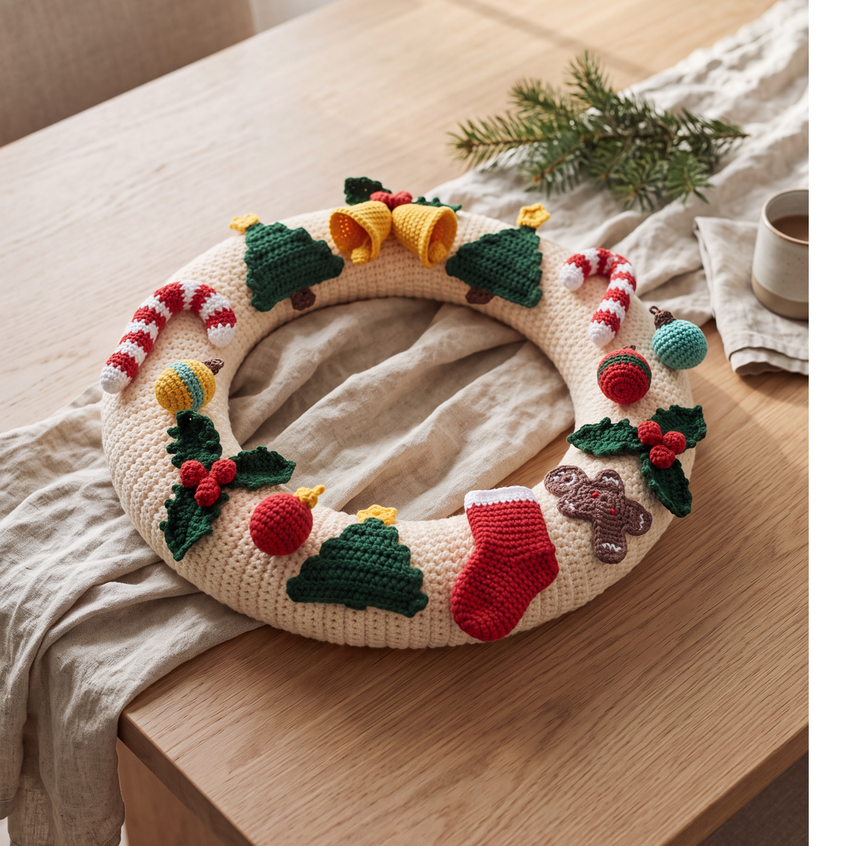 Festive Holiday Wreath | Digital Crochet Pattern