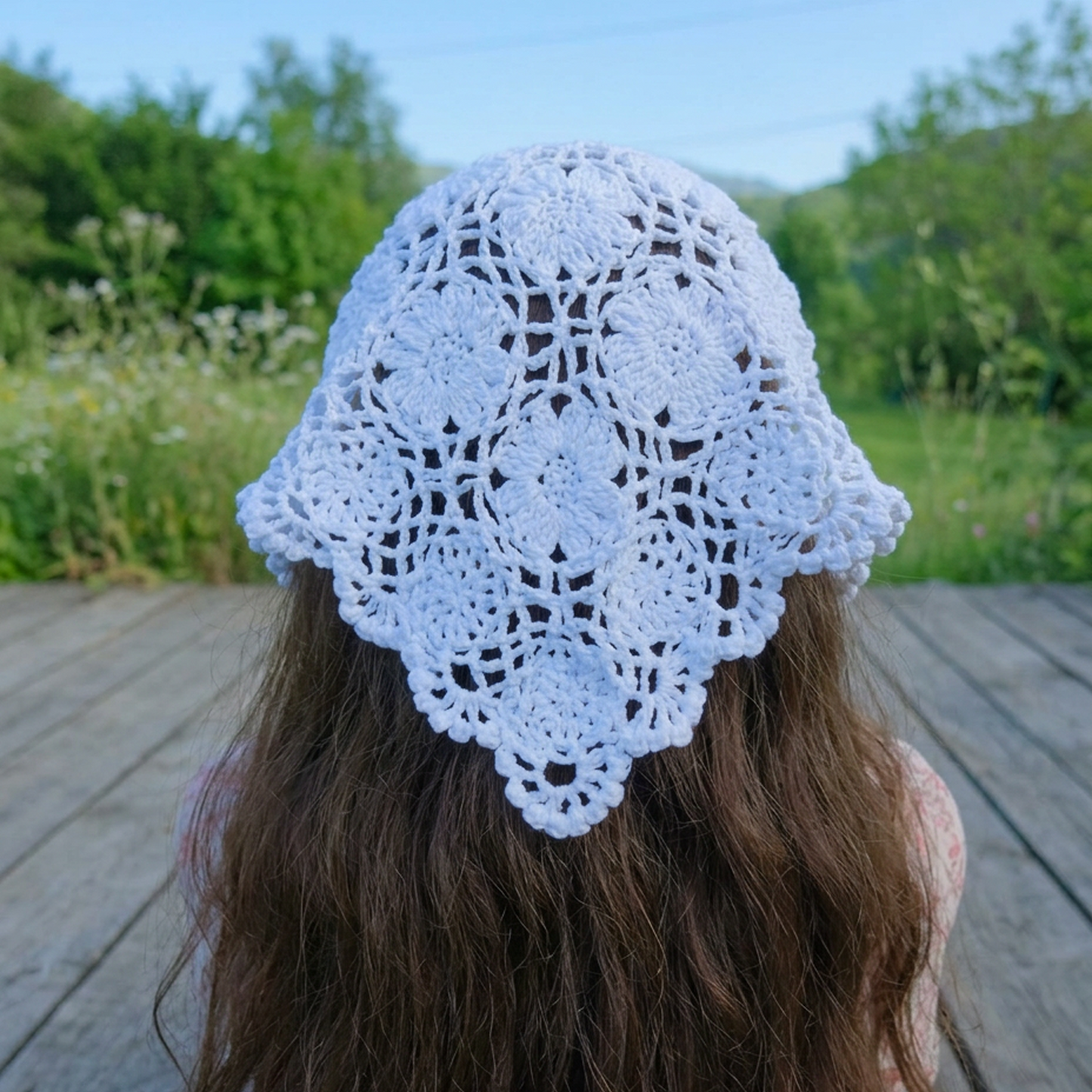 Lattice & Light Lace Headscarf Crochet Pattern