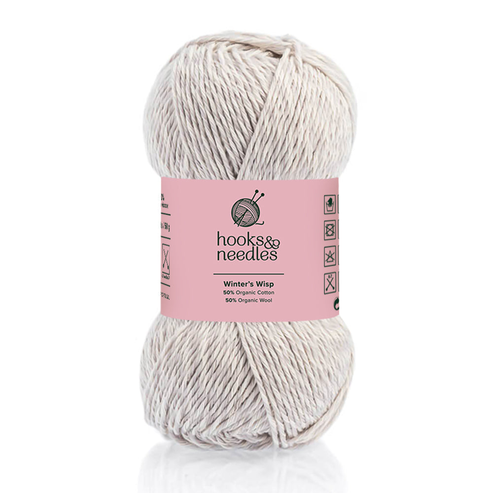 Image of Winters Wisp yarn, showcasing its soft texture and natural hues, ideal for creating cozy, elegant knitwear.