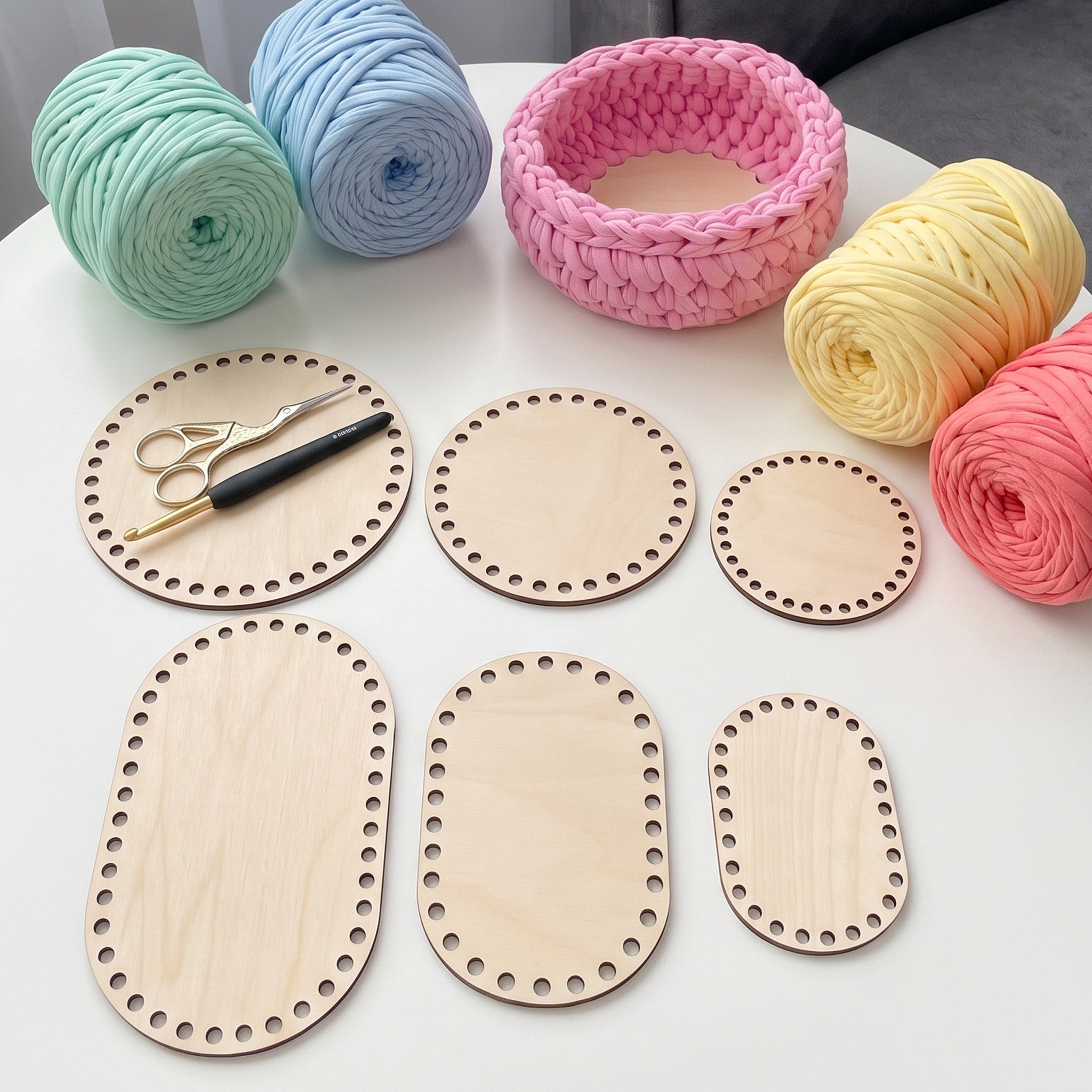 Wooden Crochet Basket Bases