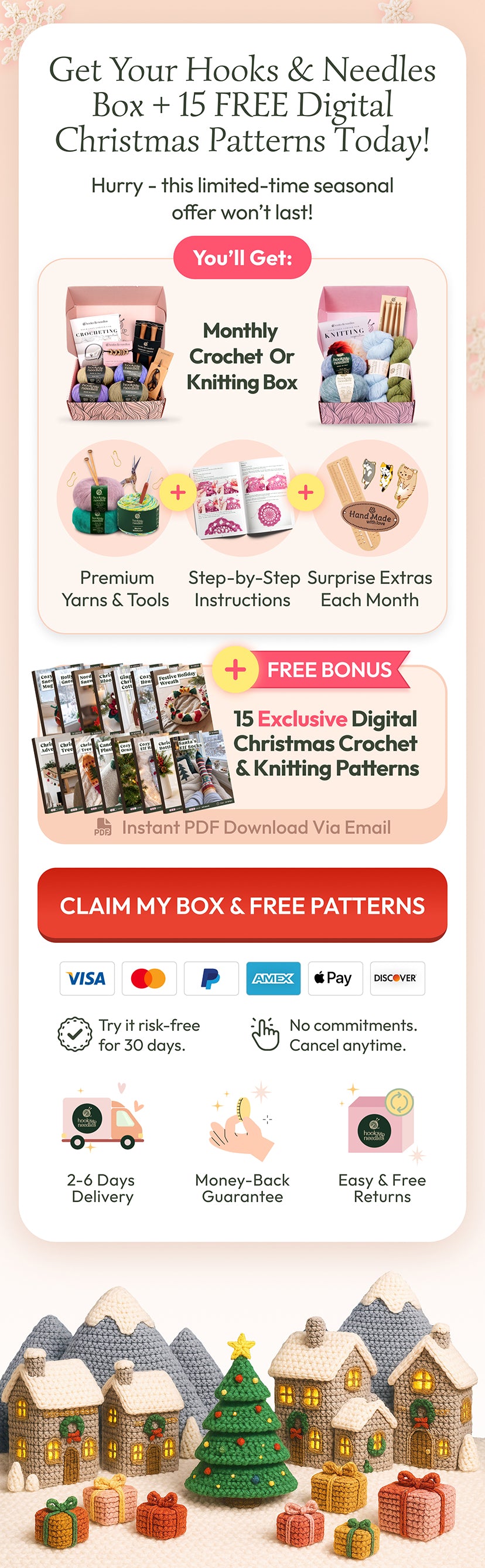 Get your Hooks & Needles box + 15 FREE digital Christmas patterns today
