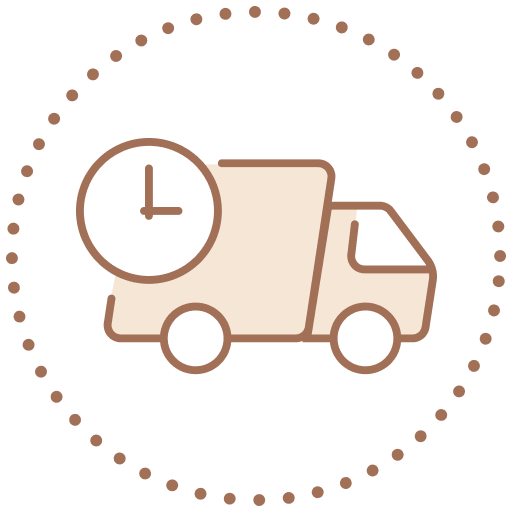 Icon depicting Priority Shipping with a clock, symbolizing priority shipping for expedited delivery services.